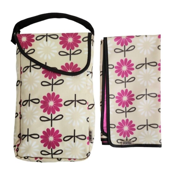 JJ Cole Collection Baby Changing Kit Pink Flowers Floral Pod Portable Bag Pad - Picture 1 of 16
